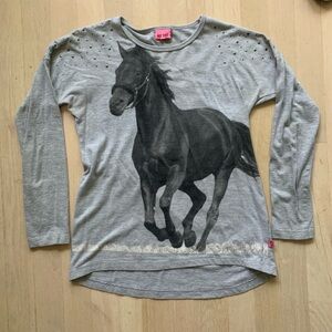 French Designed Girls Horse Long Sleeve Shirt